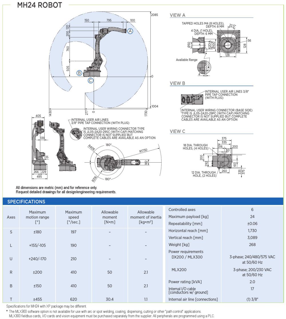 MH24 robot spec diagram