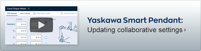 Yaskawa Smart Pendant: Updating collaborative settings