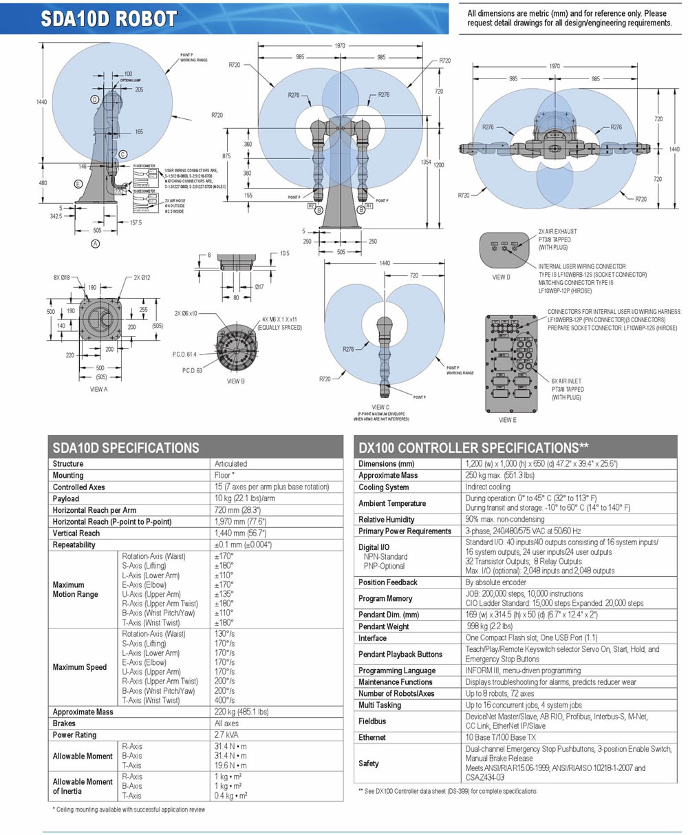 SDA10D robot spec diagram