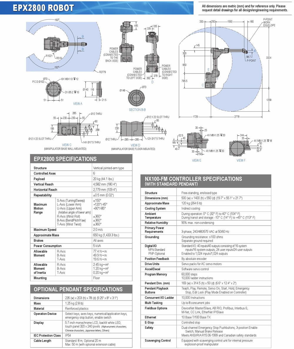 EPX2800 robot spec diagram